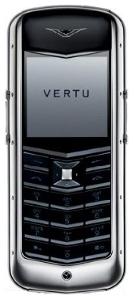 Mobile Phone Vertu Constellation Polished Stainless Steel Black Leather Photo